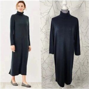 J. Jill Pure Jill Navy Luxe Tencel Stretch Turtleneck Maxi Dress